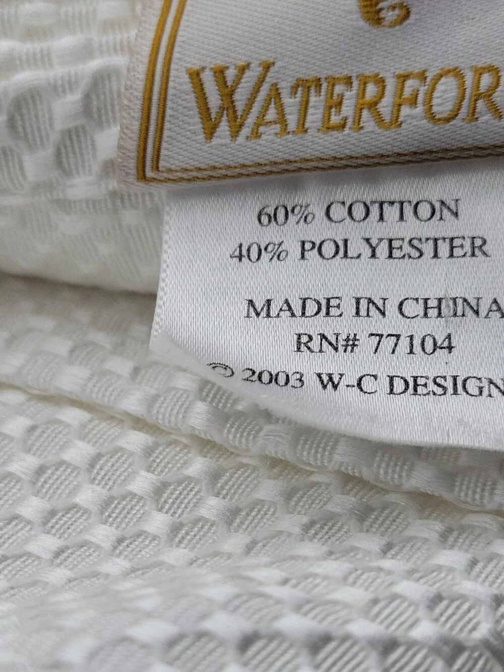 Waterford Wh. Waffle Weave TableCloth, Cotton/Polyester Rectangular 166